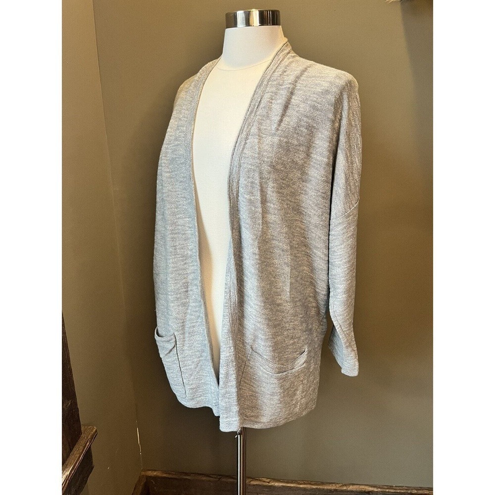 J. Jill Womens Gray Open Front Cotton Blend Casual Cardigan Sweater Size M Petit
